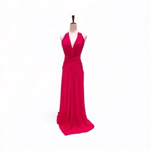 Halston Heritage Fuchsia Halter Maxi Dress size S NWT